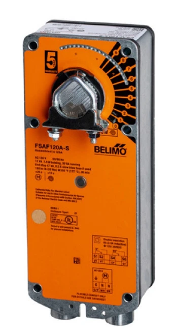 Belimo FSAF120A-S Fire Smoke Actuator, 180in-lb 20Nm, Spring Return, AC 120 V [New]
