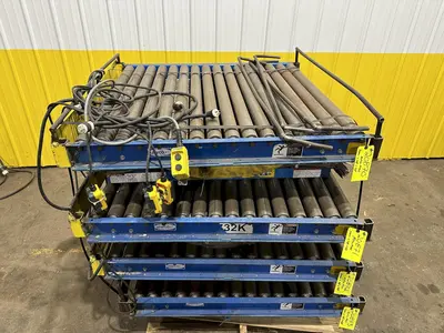 3,000 LBS X 48" X 48" ROTO-MAX HYDRAULIC SCISSOR LIFT TABLE W/ ROTARY LEWCO ROLLER CONVEYOR TOP, 110 VOLT: STOCK #20872