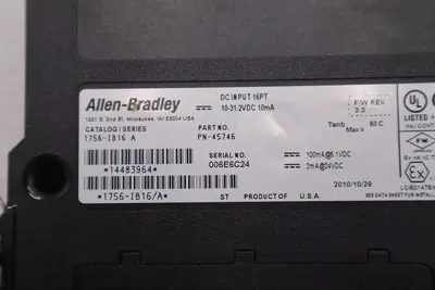 Allen-Bradley 1756-IB16 A Catalog Series Part No. PN-45746 DC Input 16PT #K-990A