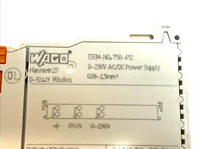 USED WAGO 0–230V AC/DC POWER SUPPLY MODULE 10A 750 SERIES I/O