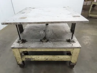 1" Aluminum Top  Steel Base Work Bench Table 40"x40" x 25-36"Adjustable Height