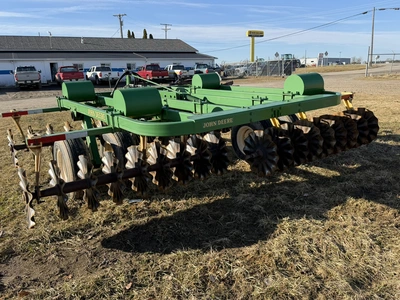 (1) Shop Built, approx. 12.5’ width vertical tillage disc with (4) frame mounted weights on a John D...