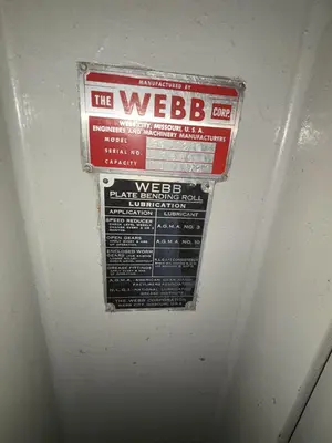 10' X 1/2" WEBB MODEL #9L-1210 3-ROLL INITIAL PINCH PLATE BENDING ROLL: STOCK #22525