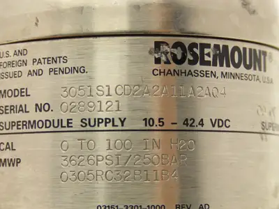 Rosemount 3051S Coplanar Pressure Transmitter 11-42VDC 0-75" H2O Hart Protocol