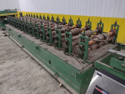 16 STAND X 4" x 36" WIDE R-PANEL ASC ROLLFORMER LINE WITH REEL & CUT OFF, BECK CONTROLS: STOCK #21176