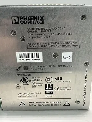 USED PHOENIX CONTACT QUINT-PS-100-240AC/24DC/40