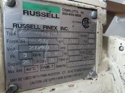 Russell 27400 Compact Sieve 16" 480 FT/LB Vibrator 230/460V 3Ph CD18-480