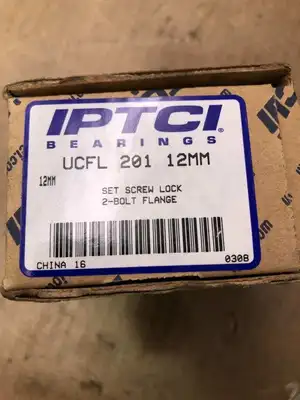 IPTCI UCFL 201 12mm 2-Bolt Flanged Bearing / Set Screw Lock -NIB