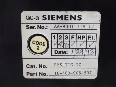 Siemens RMS-TIG-TZ Static Trip III Solid State Programmer 5000A max cut wires Used