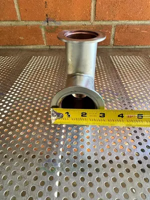 Used 3 WAY STAINLESS STEEL KF 50 NIPPLE VACUUM FITTING Valves/Fittings California US | Equipment Lab #1317011