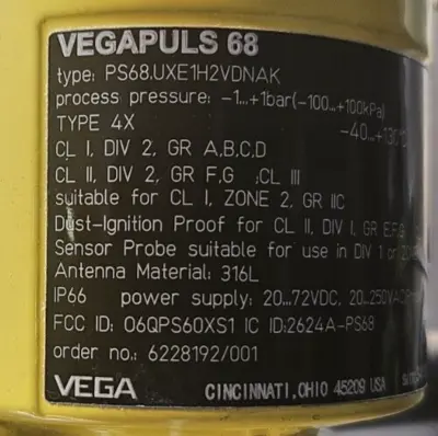 Vegapuls 68 PS68UEX1H2VDNAK Level Sensor Loc6E