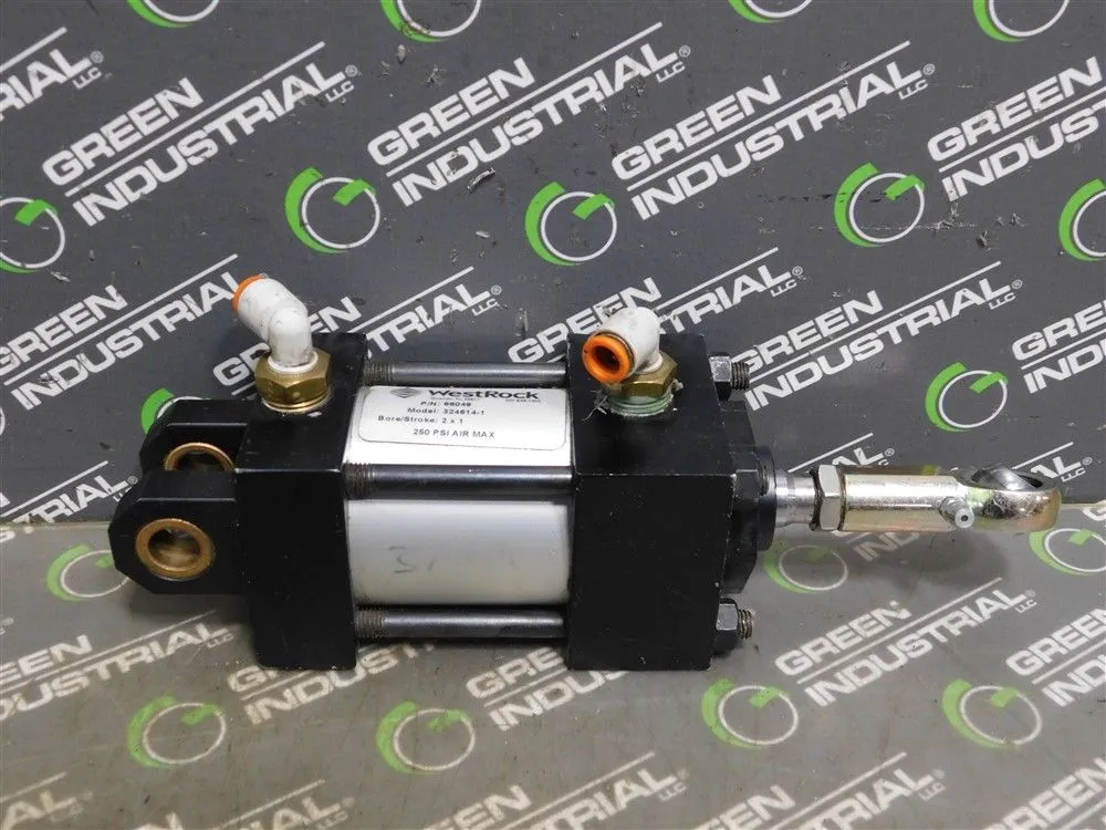 WestRock 66049 Pneumatic Cylinder 324614-1 2" Bore 1" Stroke 250 PSI Max. Used