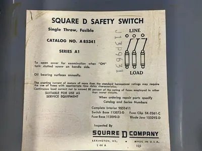 Used SQUARE D A85341 Disconnects Ohio US | HGR 24 #1419671