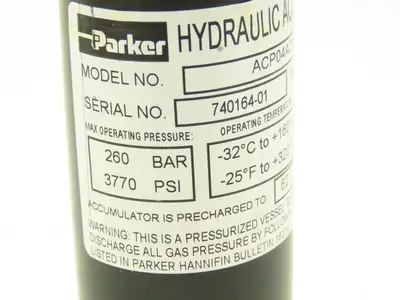 Parker ACP04AD008R57H Forklift Hydraulic Accumulator 900 PSI Off Hyster E80XN
