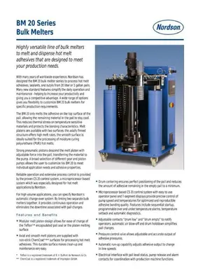 NORDSON MODEL #BM-20 RESIN TRANSFER & ADHESIVE  GLUE MELTING SUPPLY SYSTEM: STOCK #21053
