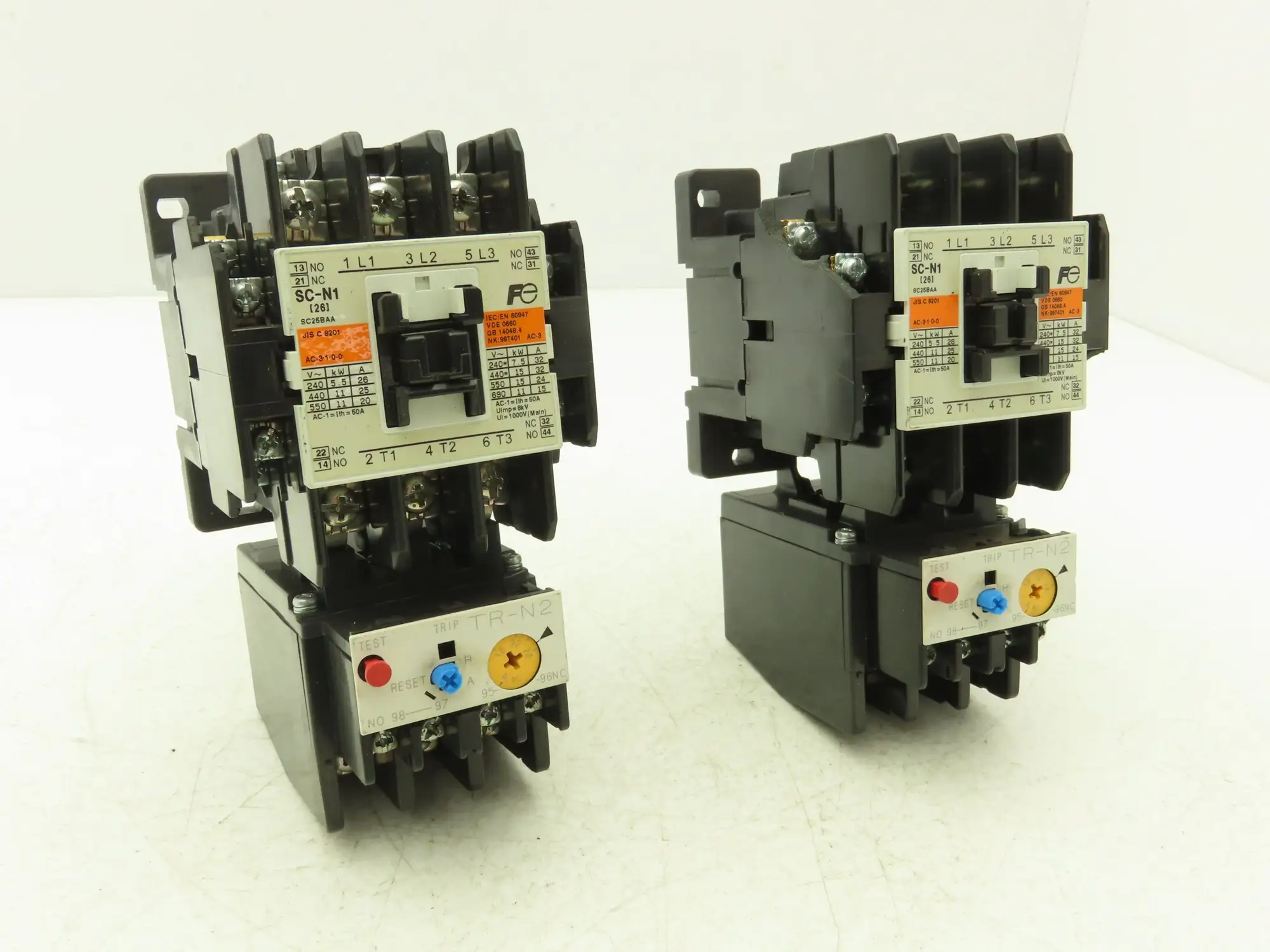 Fuji SC-N1 SC25BAA Motor Starter Contactor 25Hp 600V & Overload 18-26A Lot of 2