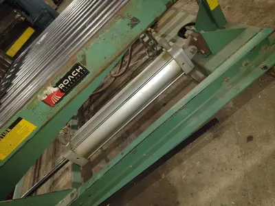 60" x 48" ROACH PNEUMATIC LIFT & TILT UPENDER / TABLE WITH ROLLER CONVEYOR : YOBRO #24710