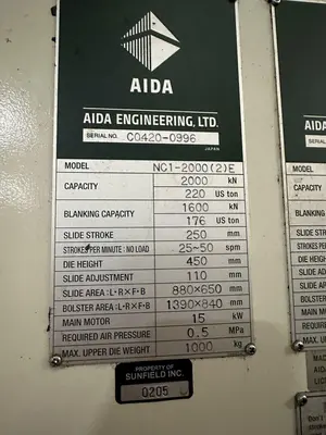 USED 2013 AIDA NC1-2000(2)