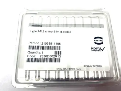 New | in-Stock HARTING Cable Connector M12 Crimp Slim Design 4pol D-coded male Disconnects Michigan US | Maverick Industrial Sales #1391506
