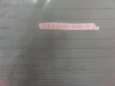 NEW YAGEO CR1/4W-1M-5%