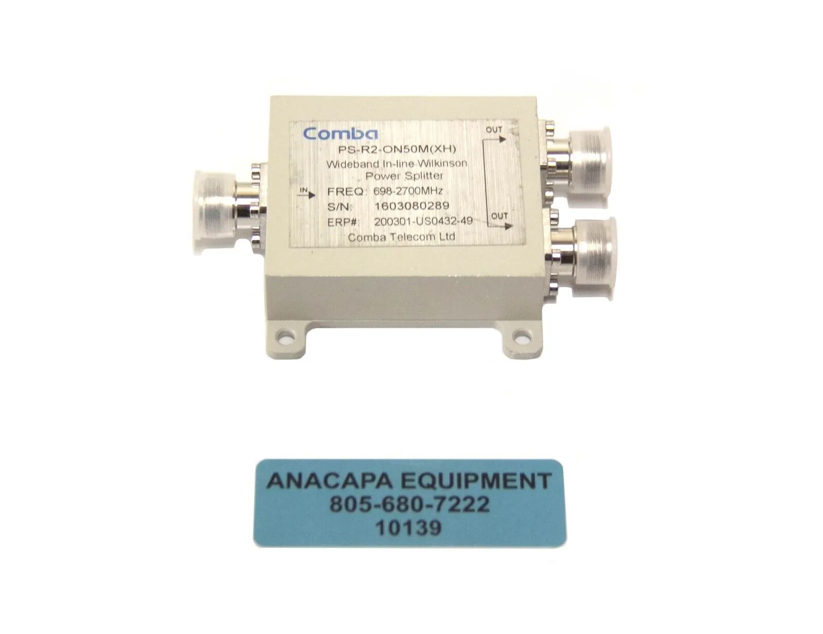 Comba PS-R2-ON50M(XH) Wideband in-line Wilkinson Power Splitter NEW (10139)R