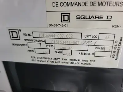 USED SQUARE D MODEL 6
