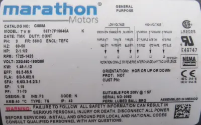 NEW FUSION BG-7T-3 AGITATOR 2HP 230/460V G585A BG7T3
