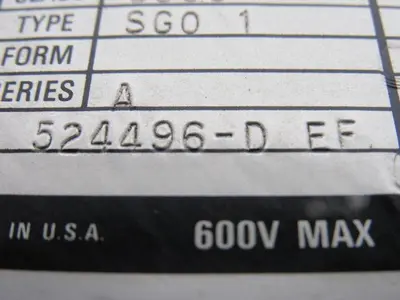 Square D 524496-D EF Size 5 Starter Class 8536 Type SG01 Ser. A 600v max