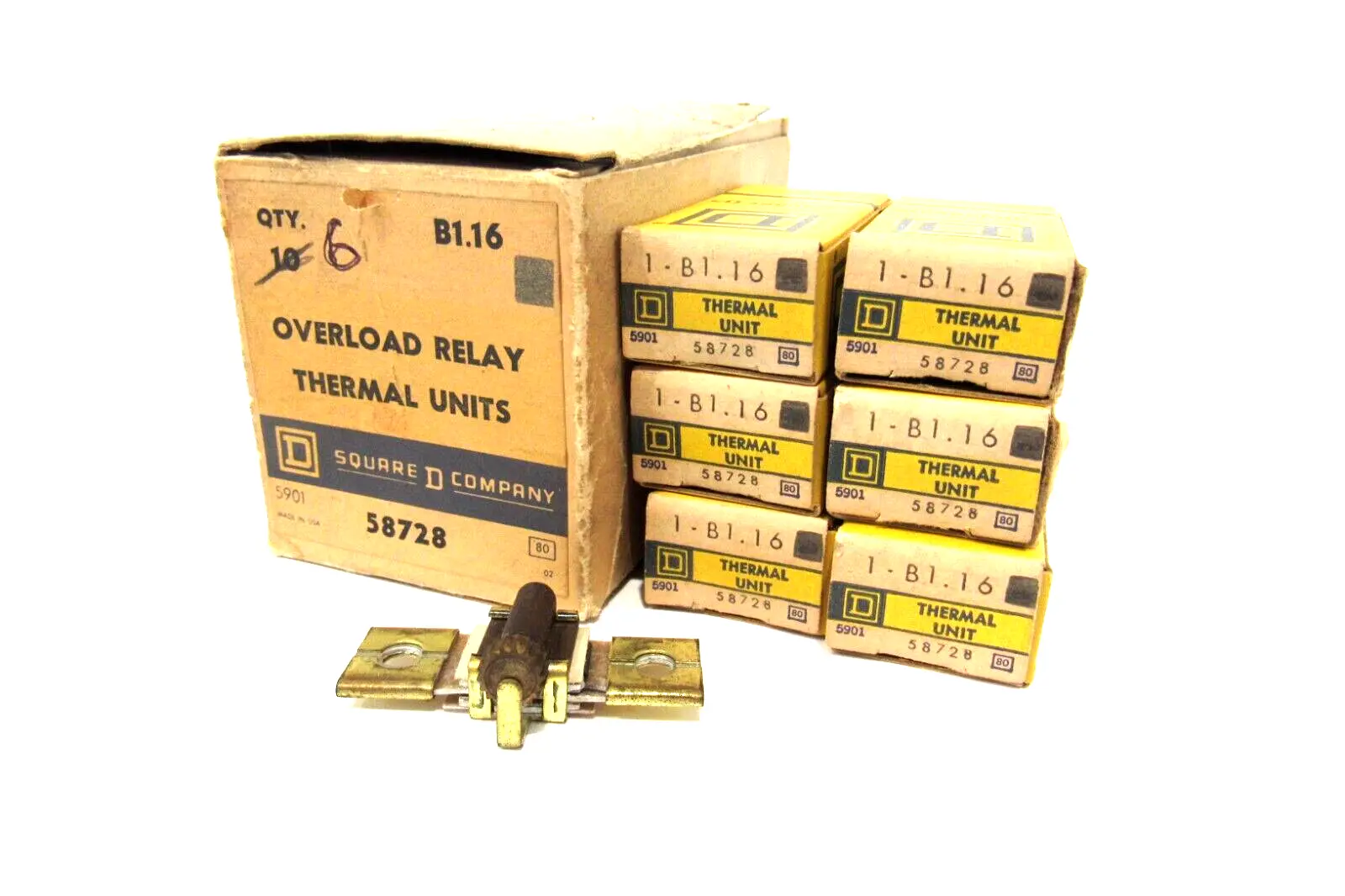 LOT OF 6 NEW SQUARE D B1.16 OVERLOAD RELAY THERMAL UNITS B116