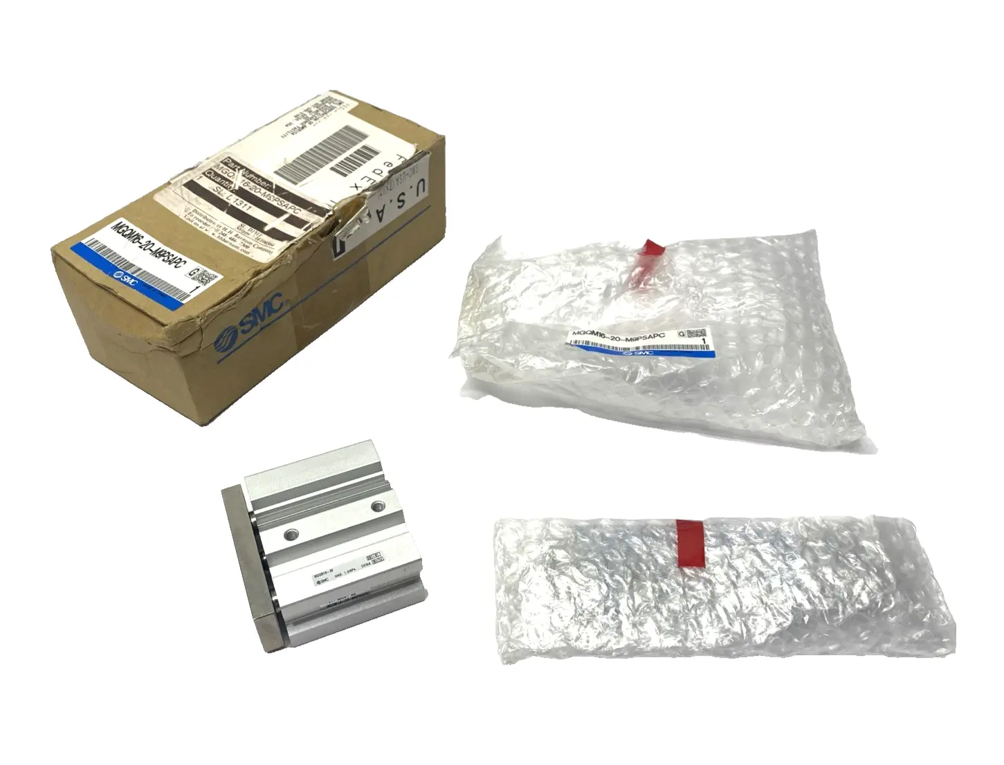 MGQM16-20-M9PSAPC | SMC  Pneumatic Guide Cylinder 16mm Bore 20mm Stroke - New – Open box