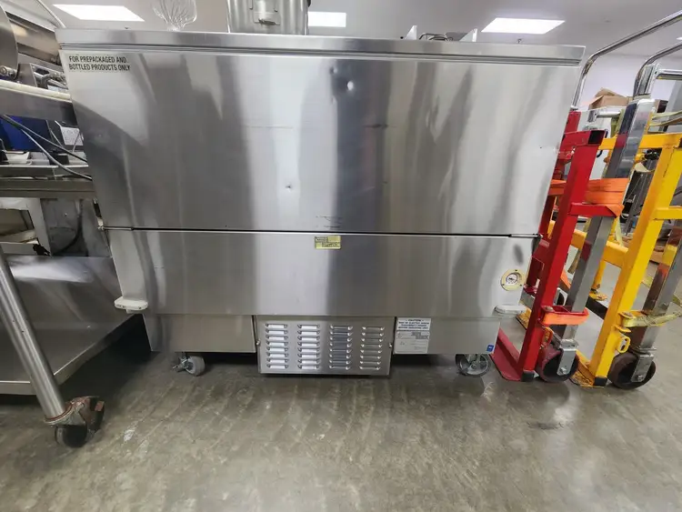 Used Mod U Serve Used 49" Mod U Serve MCT-SM2 Commercial Stainless Milk Cooler 12 Case Bottle Coolers Illinois US | Falcon Restaurant Supply #1376704