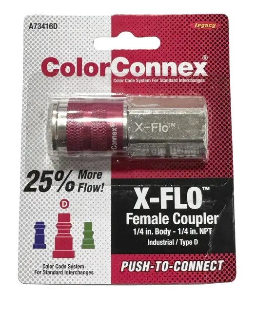 Legacy X-FLO Female Coupler 1/4" Body, 1/4" NPT Industrial Type D