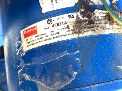 USED DAYTON RECTANGULAR OEM BLOWER 1/2HP 1202 CFM 115/230V 1-PHASE