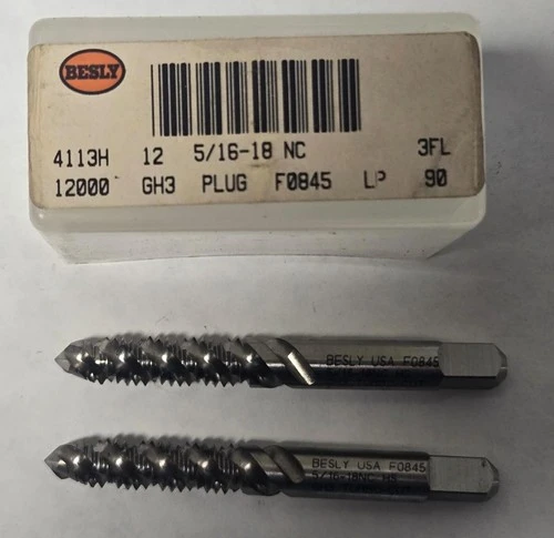 Lot of 2 Besly Tap 5/16 - 18 NC GH3 Plug 3 FL Brand New USA Made