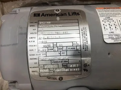 AMERICAN LIFTS MOTOR 34J641Y569G1 3 PHASE 1/2 HP ELECTRIC MOTOR MFG BALDOR S-148