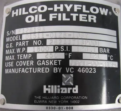 NEW HILLIARD 01511-0128-1087 HILCO-HYFLOW OIL FILTER 262A4713P001 0151101281087