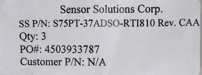 NEW SENSOR SOLUTIONS 37ADSO-RT SENSOR 37ADSORT S75PT-37ADSO-RTI810 16N