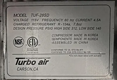 USED TURBO AIR TUF-28SD