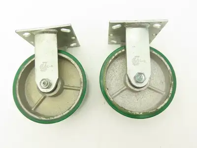 PEMCO E-6 Caster W/6" Heavy Duty Poly Covered Wheel Greaseable Bearings Lot of 2