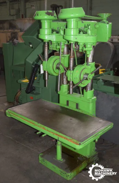 2-SPINDLE BUFFALO “16” MULTIPLE SPINDLE DRILL PRESS w/POWER DOWN FEED - #3 MT - ADJUSTABLE TABLE