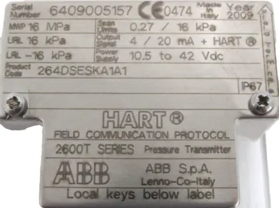 NEW ABB 2600T PRESSURE TRANSMITTER 2600T-264DSESKA1A1