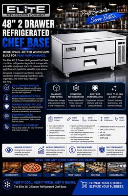 Elite Stainless Steel 48" Chef's Base