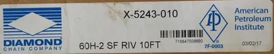 NEW DIAMOND CHAIN X-5243-010 ROLLER CHAIN 60H-2 SF RIV 10FT X5243010