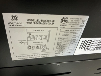 Used VINOTEMP EL-BWC108-SS-L Bottle Coolers Michigan US | Miedema Asset Management Group #1476201