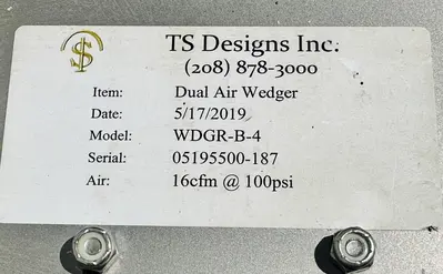 USED 2019 TS DESIGNS INC. WDGR-B-4  |  DUAL AIR WEDGER