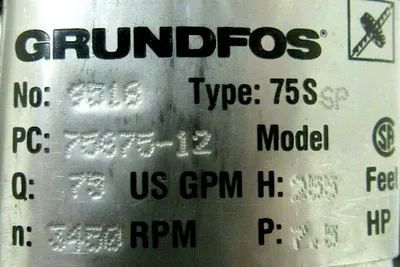 NEW GRUNDFOS 75S75-12 PUMP END 4" 7.5HP 07110012 75S7512