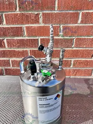 USED ALLOY PRODUCTS 12 LITER STAINLESS STEEL VESSEL 140 PSI W/ GAUGE + ACCESSORIES