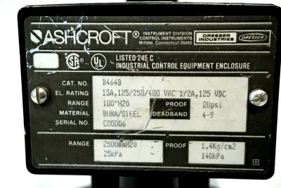 USED ASHCROFT B464B PRESSURE SWITCH