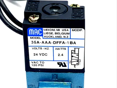 35A-AAA-DFFA-1BA | Mac Valves  Solenoid Valve 24VDC 2.4W 1/8" Port - Used