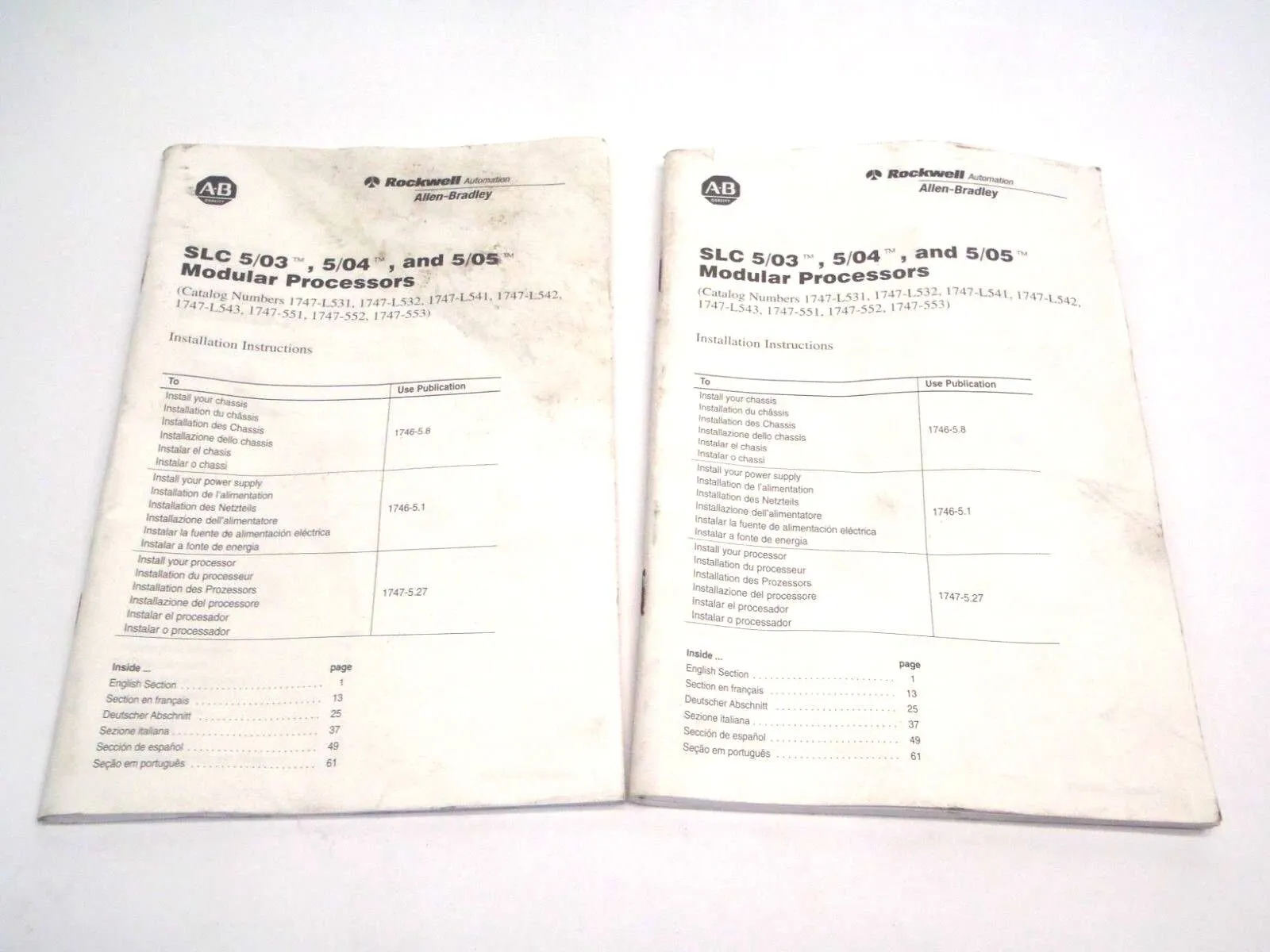 USED ALLEN-BRADLEY MODULAR PROCESSORS INSTRUCTIONS